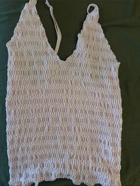 Smocked V-Neck Camisole Tank - Pale Pink